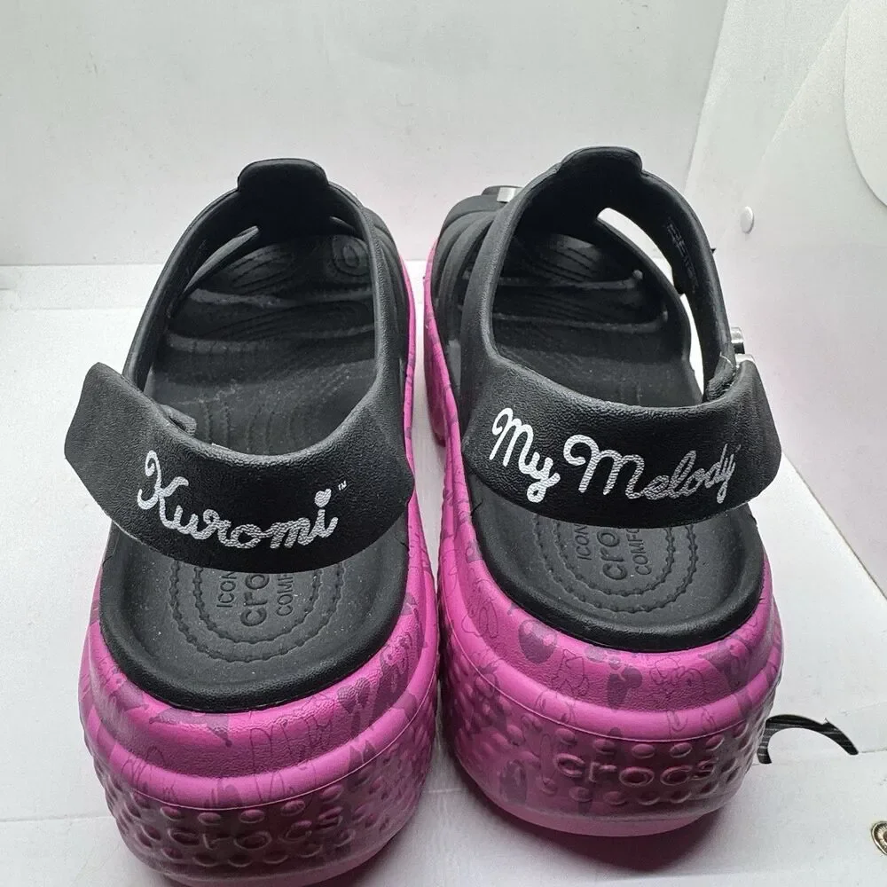 Crocs MY MELODY KUROMI STOMP SANDAL Womens 10 Sanrio Black Pink Purple